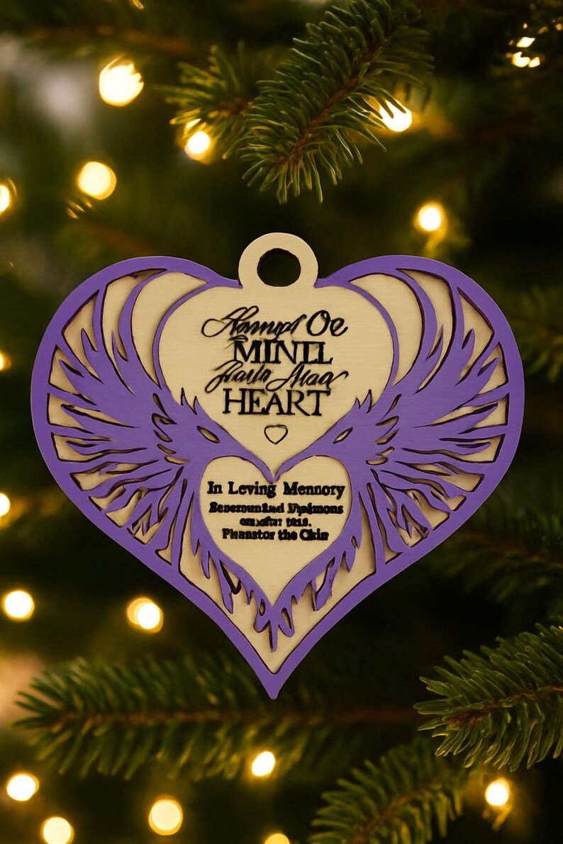 Personalized memorial angel wings ornament