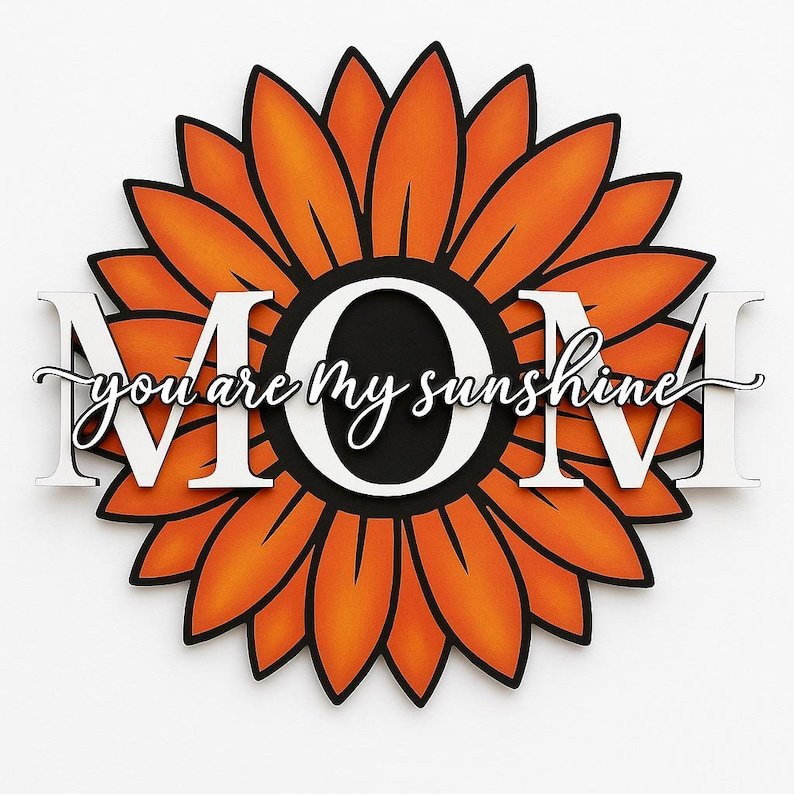 Personalized wooden Mom sunflower sign made by Kennedy Laser Works